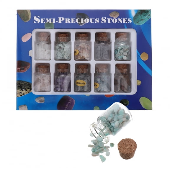 ACDANC 1 Box Natural Crystal Gemstone Mineral Stone Specimens Mini Wishing Bottle