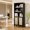 Black, variant on Contemporary Tall Bookshelf with Rattan Cabinet Doors and Open Shelves, 5-Tier Bookcase for Bedroom or Library