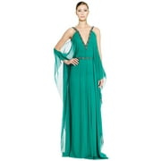 Theia Embellished Cold Shoulder Chiffon Silk Caftan Evening Gown Dress