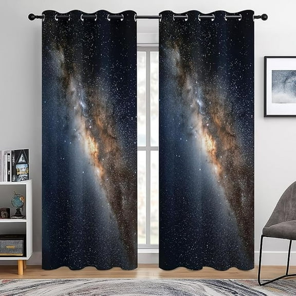 Galaxy Blackout Curtains - 100% Blackout, Thermal Insulated, Noise Reducing, Window Curtain Perfect For Kids Room And Nursery 53"W x 63"L (Pack of 2)