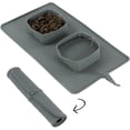 thumbnail image 1 of Juego de comederos y bebederos portátiles con base estable y resistente estación de alimentación enrollable para mascotas, 1 of 7