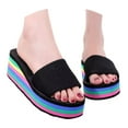 thumbnail image 4 of Slippers for Women,Ladies Shoes Summer Fashion Beach Sandals Nesh Elastic Band Wedge Sandals,Womens Slippers,Black,8, 4 of 9