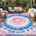 thumbnail image 3 of Outdoor Rug 5x7 ft Abstract Ethnic Tie Dye Waterproof Outdoor Patio Rug Mat Non Slip Outside Area Rugs Carpet for RV,Camping,Porch,Deck,Pool,Balconybackyard,Pink Blue, 3 of 9