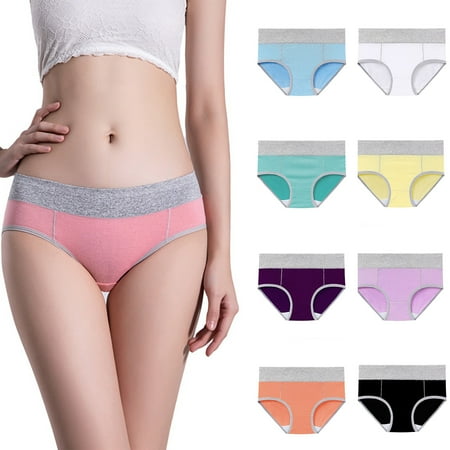 Elabch Up to 50% off Womens Cotton Underwear Plus Size High Waist Stretch Briefs Soft Underpants for Women Full Coverage Panties M-5XL