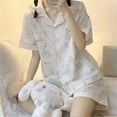 thumbnail image 3 of Sanrio-Pijama de Hello Kitty para mujer, traje de manga corta de dibujos animados, ropa de casa, vestido de verano, Cinnamoroll Kuromi Melody, 3 of 4