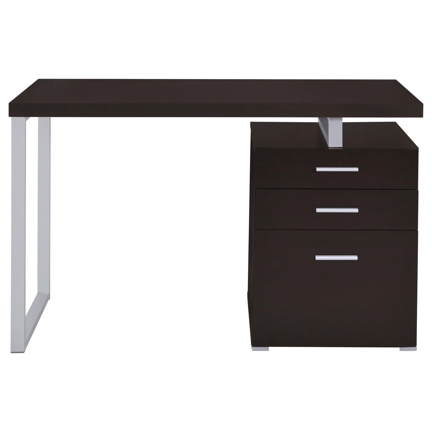 Asteroutdoor Cappuccino 3-Drawer Reversible Office Desk
