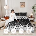 thumbnail image 3 of Manfei Geometric Check Queen Comforter Set,Retro Pixel Comforter Sets Queen,Black White Gray,Black Reversible,3pcs,1 Comforter and 2 Pillowcases,3pcs,1 Comforter and 2 Pillowcases, 3 of 7