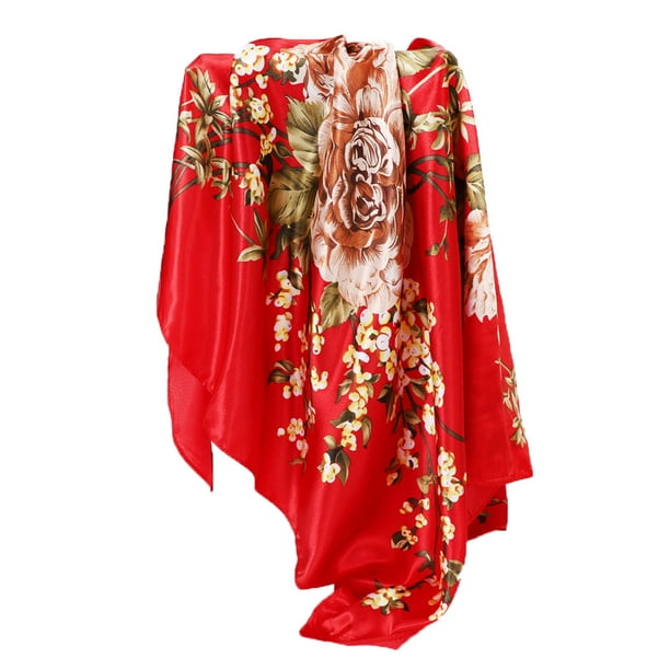 Bufandas Bufanda pequeña para mujer Bufanda de seda Literatura y temperamento Flores y pétalos Pañuelo para el cabello Bufanda decorativa para mujer