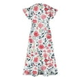 thumbnail image 4 of JUSLIO Girls Patchwork Dress with Pockets Crew Neck Short Sleeve Casual Dresses Size 6-7 Y, 4 of 5