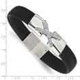 thumbnail image 4 of Stainless Steel Bracelet Cord, Leather & Rubber Cubic Zirconia mm 8.5 in Polished Black Silicone w/CZ 8.5in, 4 of 5