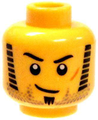 Lego Yellow Minifig Head w// Thick Brows Scars Stubble