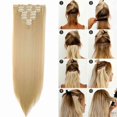 thumbnail image 2 of SEGO Pink Blue Purple Full Head Straight Clip in Hair Extensions 8 Piece 18 Clips Hairpiece for Women, 2 of 5