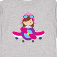 thumbnail image 4 of Inktastic Pilot Girl, Airplane, Plane, Flying, Brown Hair Girls Long Sleeve Toddler T-Shirt, 4 of 5