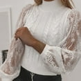 thumbnail image 6 of Fesfesfes Women Sweaters O-Neck Loose Casual Solid Fashion Long-Sleeved Knitted Lace Sweater Plus Size $10, 6 of 9