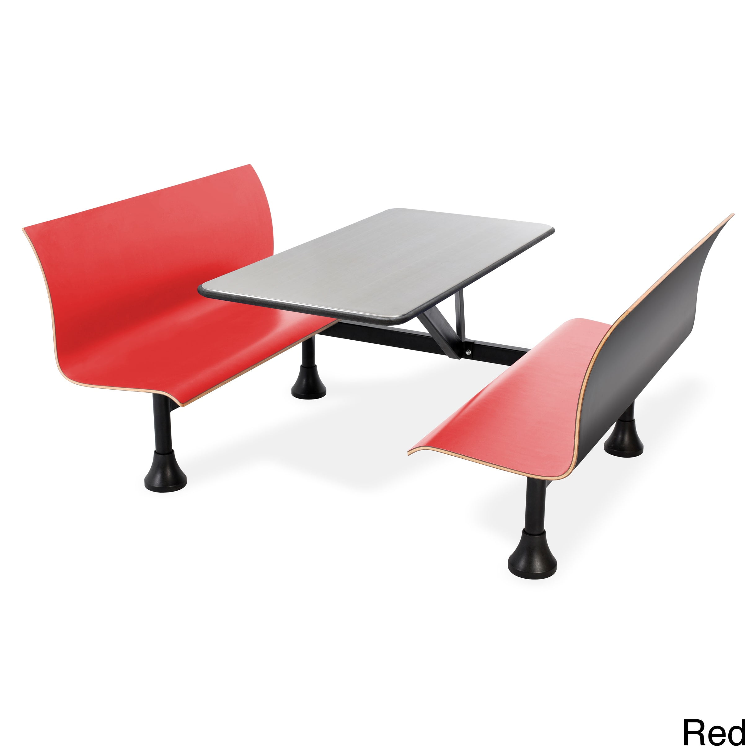 OFM Model 1006W Retro Bench Table with End Support, 24" Stainless Steel Top, Blue Seats