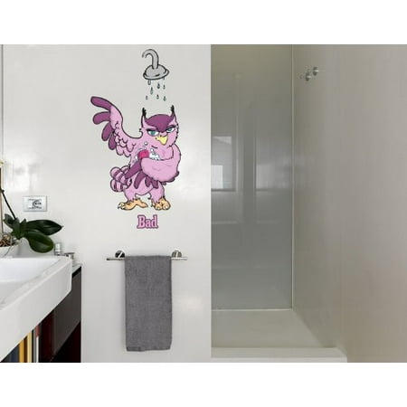 Owl in the Bath Wall Decal Sticker DS 200 13in x 16in