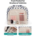 thumbnail image 4 of Large Makeup Bag Checkered Travel Toiletry Bag for Women, Wide-open Cosmetic Make up Organizer with Handle, Wet Pocket, Travel Bag for Toiletries, 4 of 10