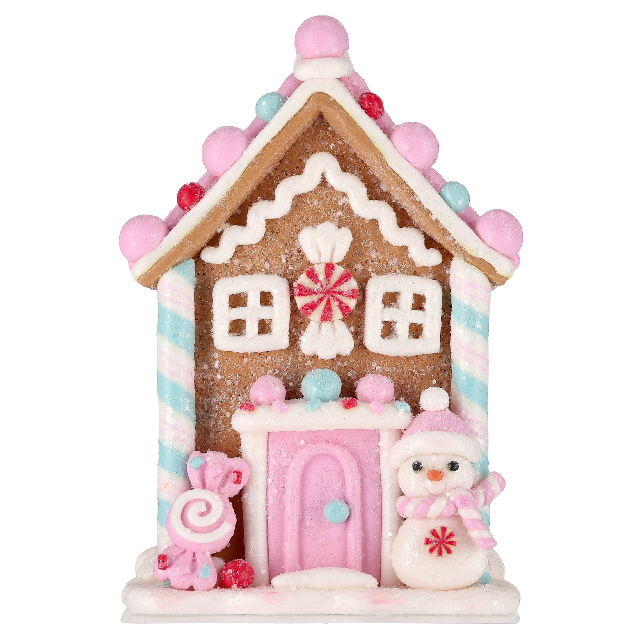Clay Dough Gingerbread House with Snowman Christmas Decoration, Multicolor, 5.3", by Holiday Time