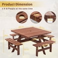 thumbnail image 4 of Thanaddo 46.1 in Heavy-Duty and Weather Resistant Square Wood Picnic Table with 4 Benches, Brown, 4 of 10