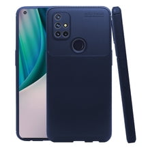 Funda de Silicon Uso Rudo Atti Rugged Carbon One Plus Nord N10 5g Azul Marino 1pz Mas Mica 9D