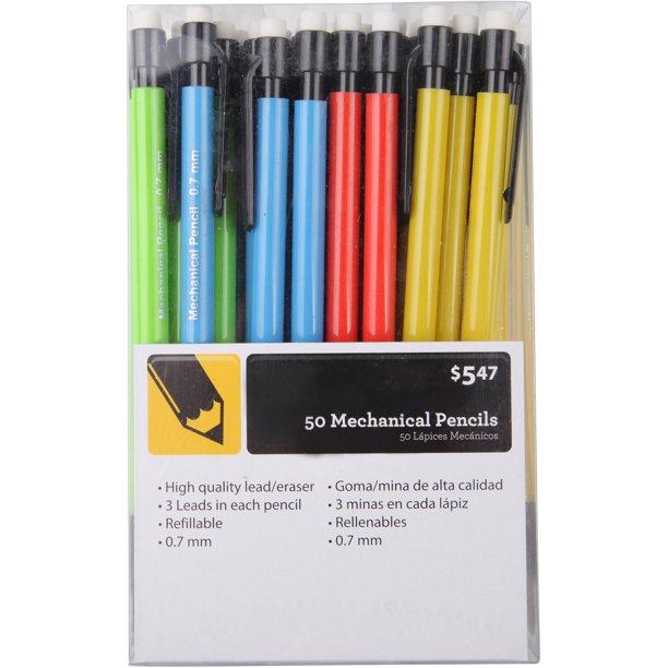 Casemate Mechanical Pencils, 0.7mm, Assorted Colors, 50Count Walmart