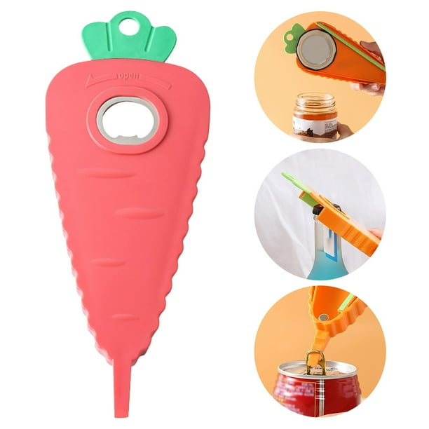 Fiudx Abrebotellas Magnético de Zanahoria, Destapador Antideslizante, Herramienta para Tapar con Rosca, Abrelatas Multifunción, Fácil de Usar para Personas Mayores y con Artritis, Práctico Adhesivo p