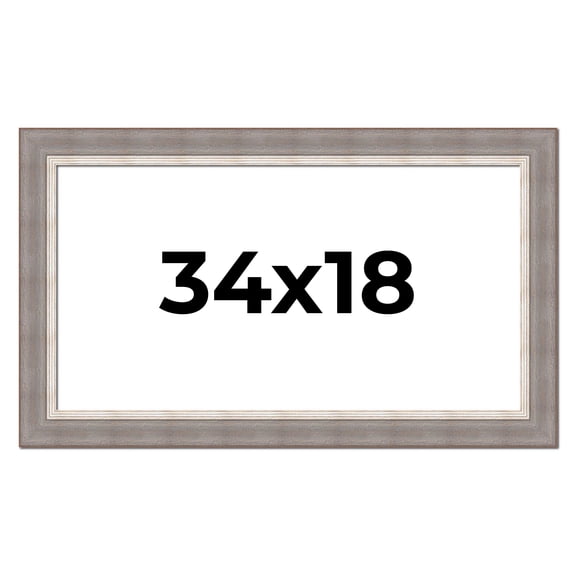 34x18 Frame Grey Real Wood Picture Frame Width 2.75 Inches | Interior Frame Depth 0.5 Inches |
