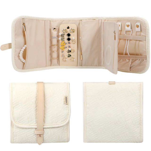 Organizador de joyas Voova, minijoyero plegable, color albaricoque