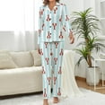 thumbnail image 4 of HPINK-T Stylish Mahjong Women's Long-Sleeve Shirt And Full-Length Bottom Pajama Set, 4 of 10