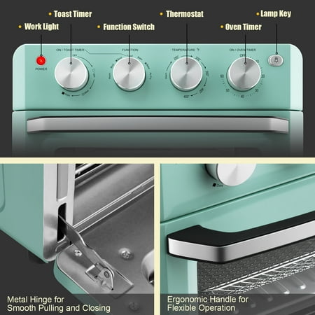 Costway - Air Fryer Toaster Oven 19 QT Dehydrate Convection Ovens w/ 5 Accessories - Mint green