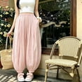 thumbnail image 2 of BOOMNY Girl's Baggy Harem Pants Wide Leg Pants for Kids Trendy Elastic Waist Solid Lightweight Trousers With Pockets, 2 of 4