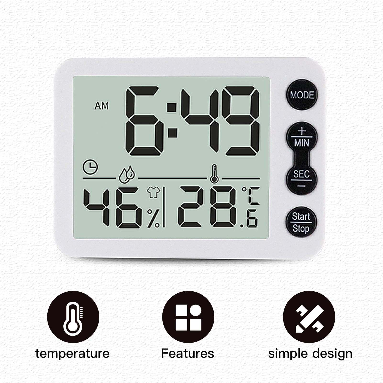 Yesbay Indoor Portable Digital Alarm Battery Powered Desk Clock