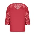 thumbnail image 5 of RQYYD Plus Size Lace Crochet Tops for Women's Summer Short Sleeve V Neck T Shirts Casual Solid Hollow Out Tee Shirts Lightweight Loose Blouse Red L, 5 of 6