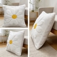 thumbnail image 4 of Set of 2 Daisy Flower Pillow Covers 18x18 Embroidered Spring Summer Floral Pillow Covers Room Decor Decorative Cute Faux Fur Soft Flower Farmhouse Decor for Bed Couch Dormitories, 4 of 6