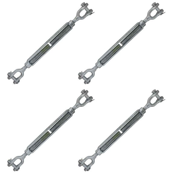 Galvanized Turnbuckle - Jaw & Jaw - 7/8"X12" - 4 Pack