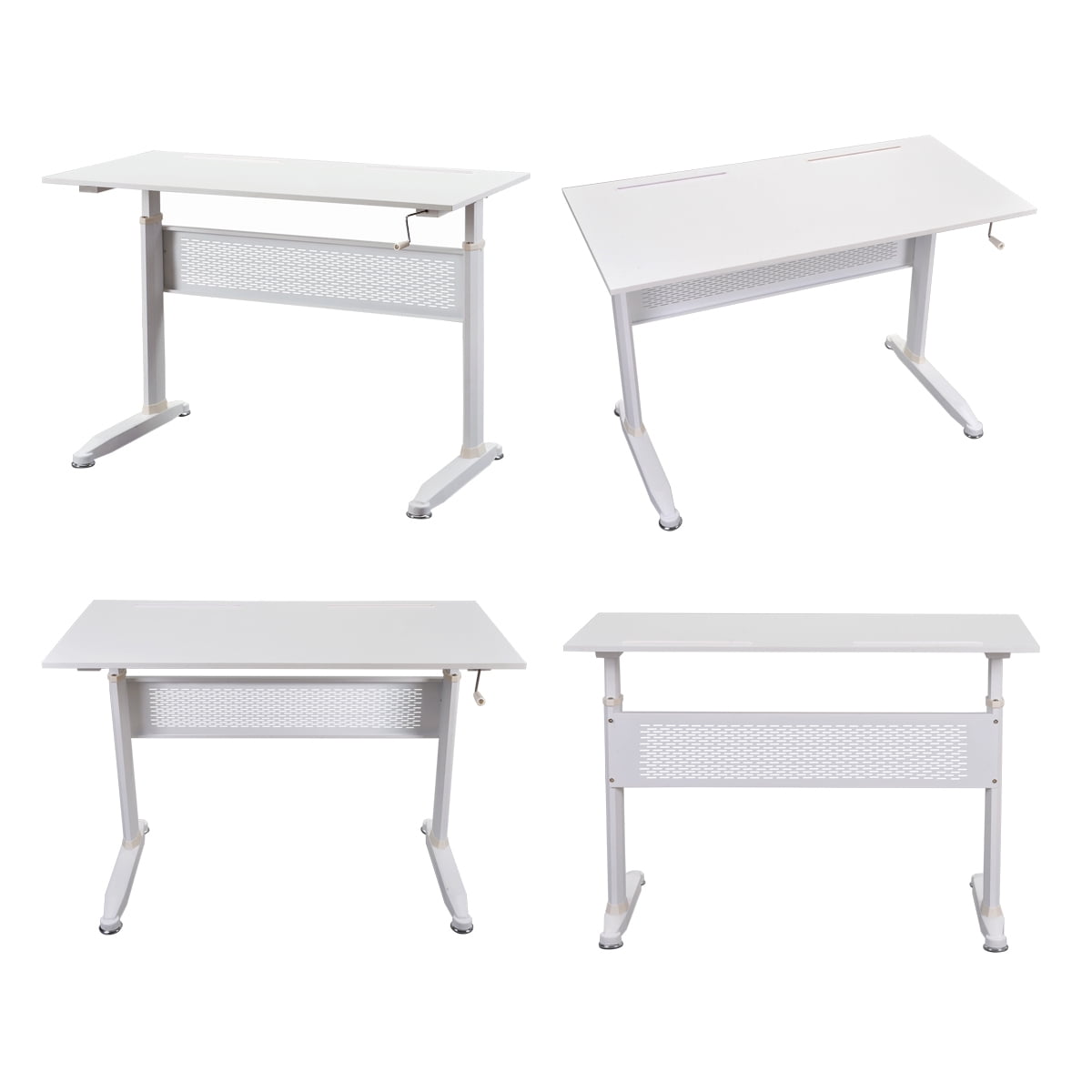 Kepooman Modern Height Adjustable Standing Desk with Crank Handle for Home Office, 47.2"L x 23.6"W x 28.7-44.5"H, White Kepooman Modern Height Adjustable Standing Desk with Crank Handle for Home Office, 47.2"L x 23.6"W x 28.7-44.5"H, White