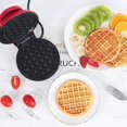 thumbnail image 4 of Mini Waffle Iron, EU 4-Inch Waffle Maker Compact Design, Easy Clean, Non-Stick, Breakfast, Dessert, Sandwich Black, 4 of 5