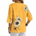 thumbnail image 5 of Warop Women's 3/4 Sleeve Tops Fashionable Printed V-Neck Blouse Loose Fit Pullover T Shirts with Decorative Buttons, 5 of 5