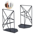 thumbnail image 1 of Abstract Creative Design Book Supports, Super Smooth Round Edges Heavy Duty Metal Bookends for Keeping Books Standing Neatly Upright, Perfect for Office Or Home Use (Black), 1 of 5