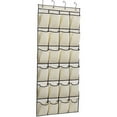 thumbnail image 1 of Zapatero colgante con 24 bolsillos para colgar sobre la puerta, ahorra espacio, zapatero con 4 ganchos, color beige, 1 of 4