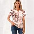thumbnail image 5 of T Shirts for Women Short Sleeve V Neck Geometric Print Decorative Buttons Casual Shirt 2XL, 5 of 5
