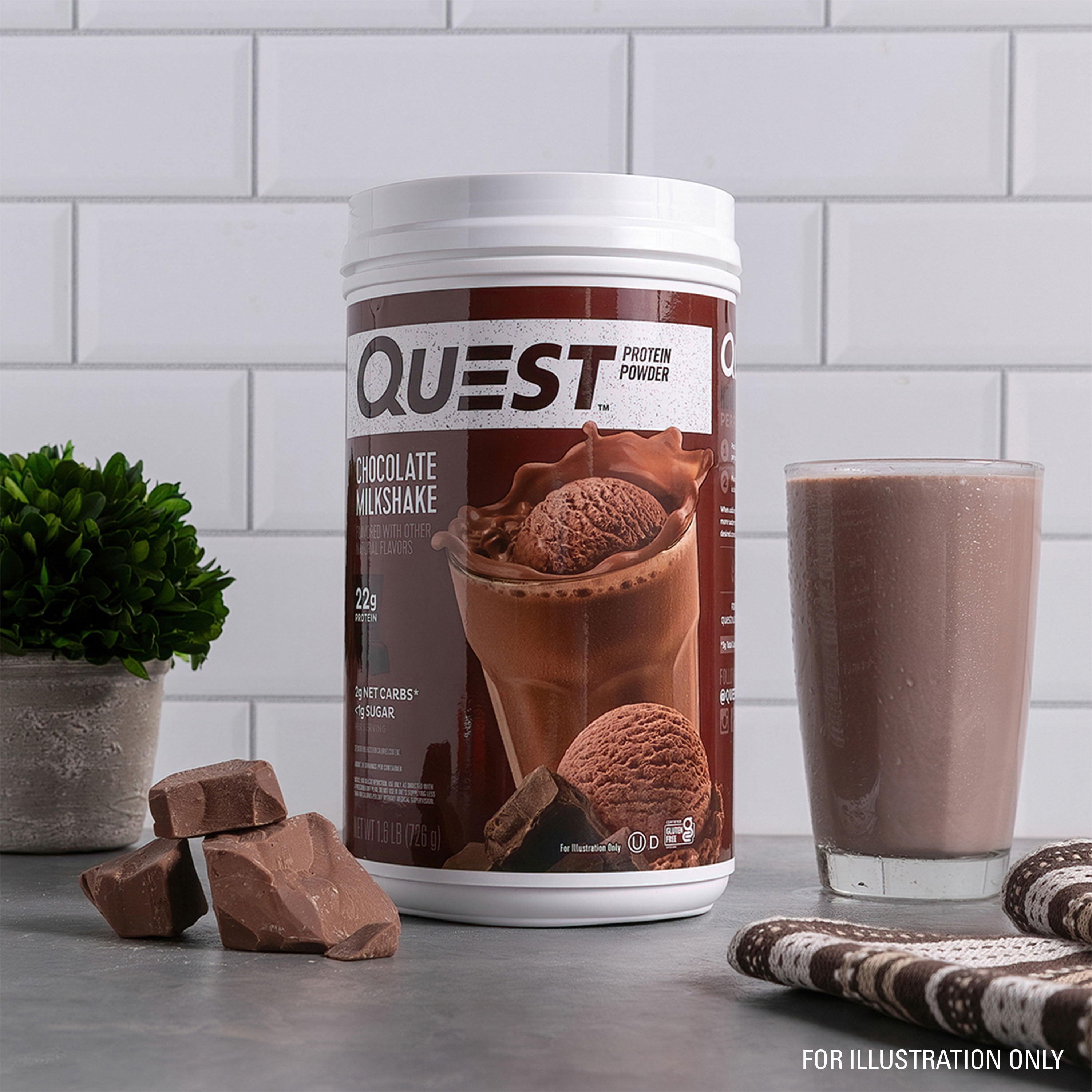 Quest Protein Powder, Chocolate Milkshake, 22g Protein, 1.6 lb., 25.6 oz