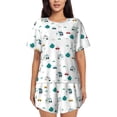 thumbnail image 1 of Balery Cartoon House Car Conjunto de Pijama para Mujer con Estampado, Dos Piezas de Manga Corta y Shorts, Ropa de Dormir Suave con Cuello Redondo y Bolsillos-X-Large, 1 of 6