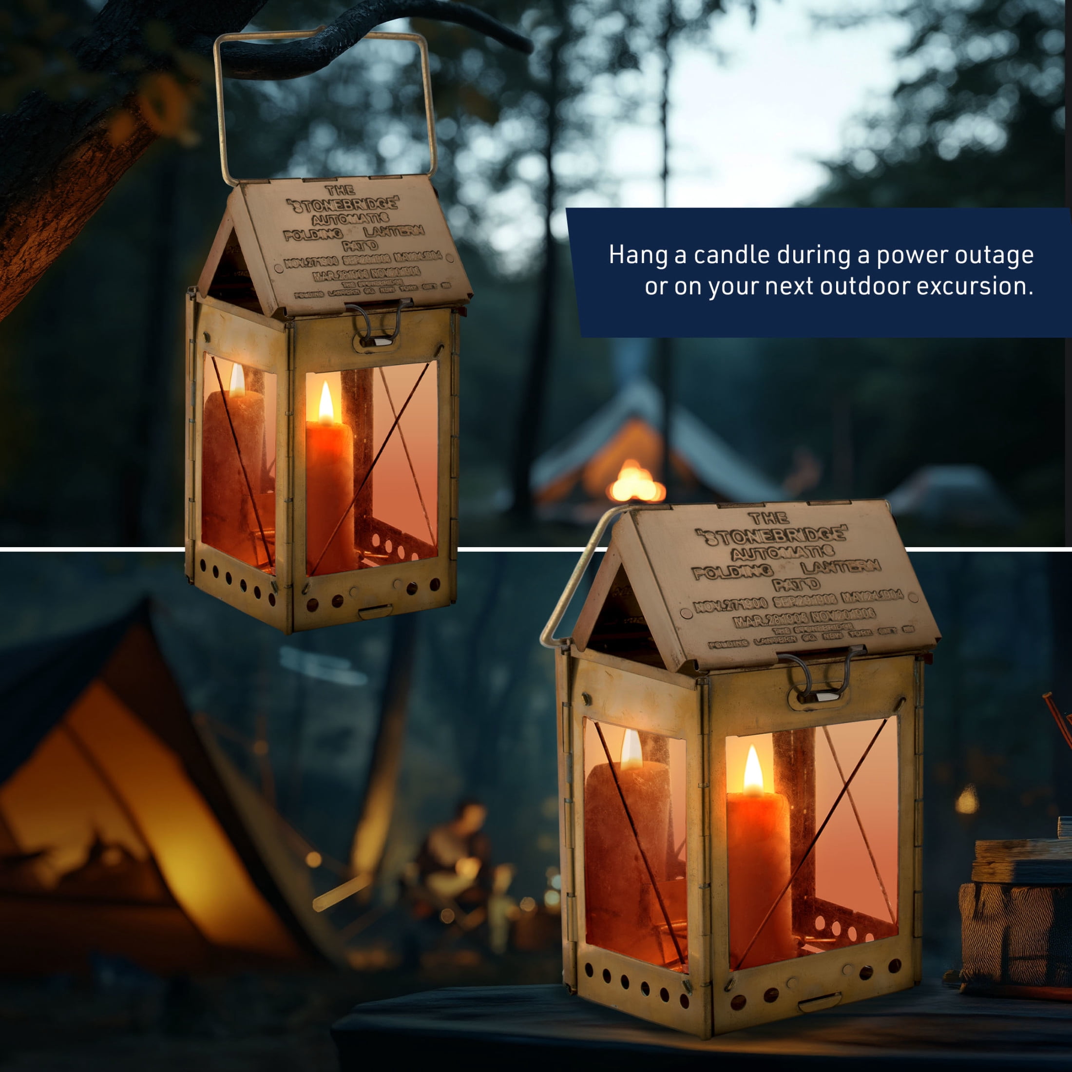 マ*ル様 Kings County Tools キャンドルランプ 折りたたみ式 Kings County Tools Folding Brass Camping Candle Lantern with 3