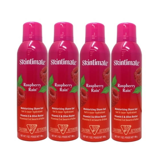Skintimate Raspberry Rain Moisturizing Shave Gel with Vitamin E, 7 OZ (Pack of 4)
