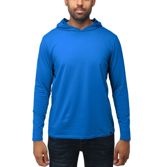 X RAY Men's Premium Cotton Long Sleeve Hooded T-Shirt, Soft Stretch Slim Fit Lightweight Tee for Men
