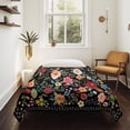 thumbnail image 4 of Watercolor Flowers Tapestry for Bedroom Wall Hanging Tapestry, Farmhouse Floral Vintage Black Ceiling Backdrop Tapestries Poster Blanket Wall Decor for Teens Room Living Room Dorm 39" x 59", 4 of 8
