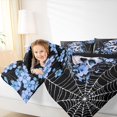 thumbnail image 4 of Homewish Halloween Skull Skeleton 7-Piece King Bedding,Blue Flowers Spider Web King Bed in a Bag,Black Reversible, 4 of 8
