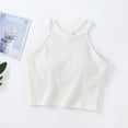 thumbnail image 3 of Camiseta sin mangas con hombreras de color liso para mujer - Sujetador de algodón con tirantes finos y cuello colgante, tallas S-XL, 3 of 3