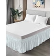 thumbnail image 4 of Aqua Spring Floral Wrap Around Bed Skirts for Queen Bed 18" Drop, Bed Skirt with Adjustable Elastic Belt Dust Ruffle Bed Valance for Bedroom Hotel Luxury Summer Botanical Watercolor Bed Frame Cover, 4 of 7